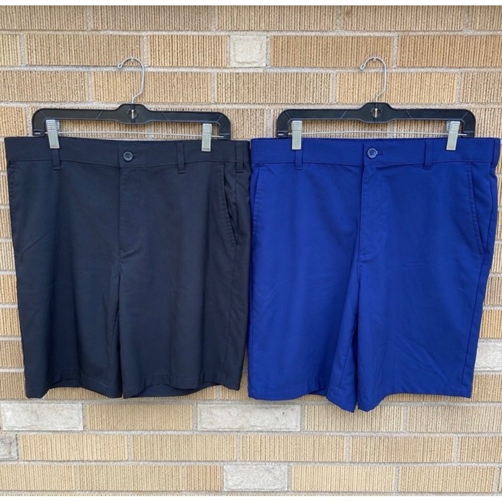 IZOD Golf Mens Shorts Size 34 Straight Fit Black Royal Blue Performance Lot of 2
